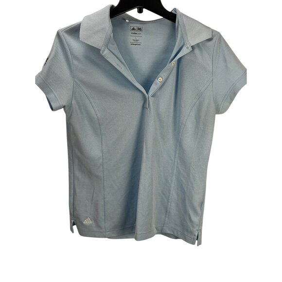 Adidas ClimaLite Womens Golf Polo Shirt L Light Blue Short Sleeve Performance - Picture 1 of 9